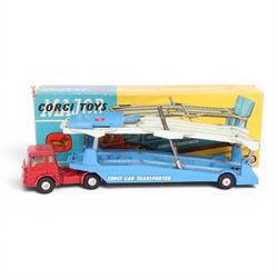 Corgi and Dinky diecast vehicles, comprising Corgi Toys no. 261 James Bond Aston Martin DB5, no. 1105 Carrimore Car Transporter, no. 229 Chevrolet Corvair and Man from UNCLE Oldsmobile Super 88, Dinky Toys no. 449 Chevrolet El Camino Pick Up Truck and Lady Penelope's Fab 1, four boxed