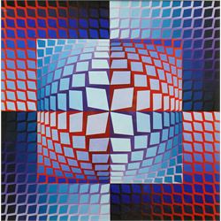 After Victor Vasarely (Hungarian 1906-1997): 'Quasar-Zett', colour print 36cm x 36cm