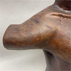 Helen Skelton (British 1933 – 2023): Large carved wooden sculpture, modelled as a male torso, H40cm. Born into an RAF family in 1933 in Kent and travelled the world extensively during her childhood. After settling in Bridlington, Helen immersed herself in painting, textiles, and wood sculpture, often inspired by nature's beauty. Her talent was showcased in a one-woman show at Sewerby Hall and recognised with the sculpture prize at Ferens Art Gallery in 2000. Sadly, Helen’s daughter passed away from cancer in 2005. This loss inspired Helen to donate her sculptures to Marie Curie upon her passing in 2023.