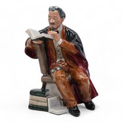 Four Royal Doulton figures comprising 'The Professor' HN2281, 'Schoolmarm' HN2223, 'Darling' HN1319 and 'Top o' the Hill' HN1849, together with a Royal Worcester figure and a model of a foal by Basil Matthews (6)