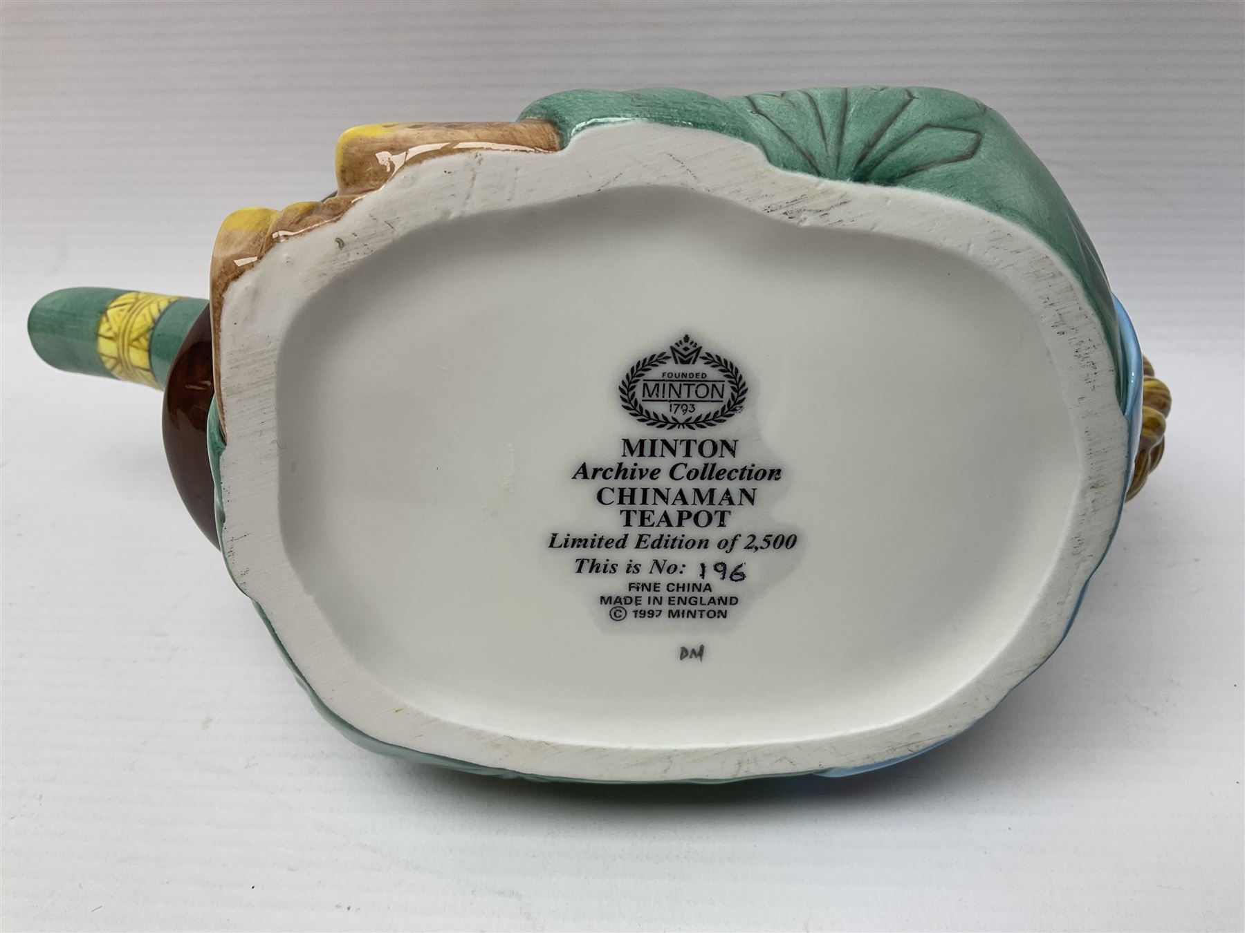 Minton Archive collection chinaman teapot, limited edition 196/2500, with certificate and original box