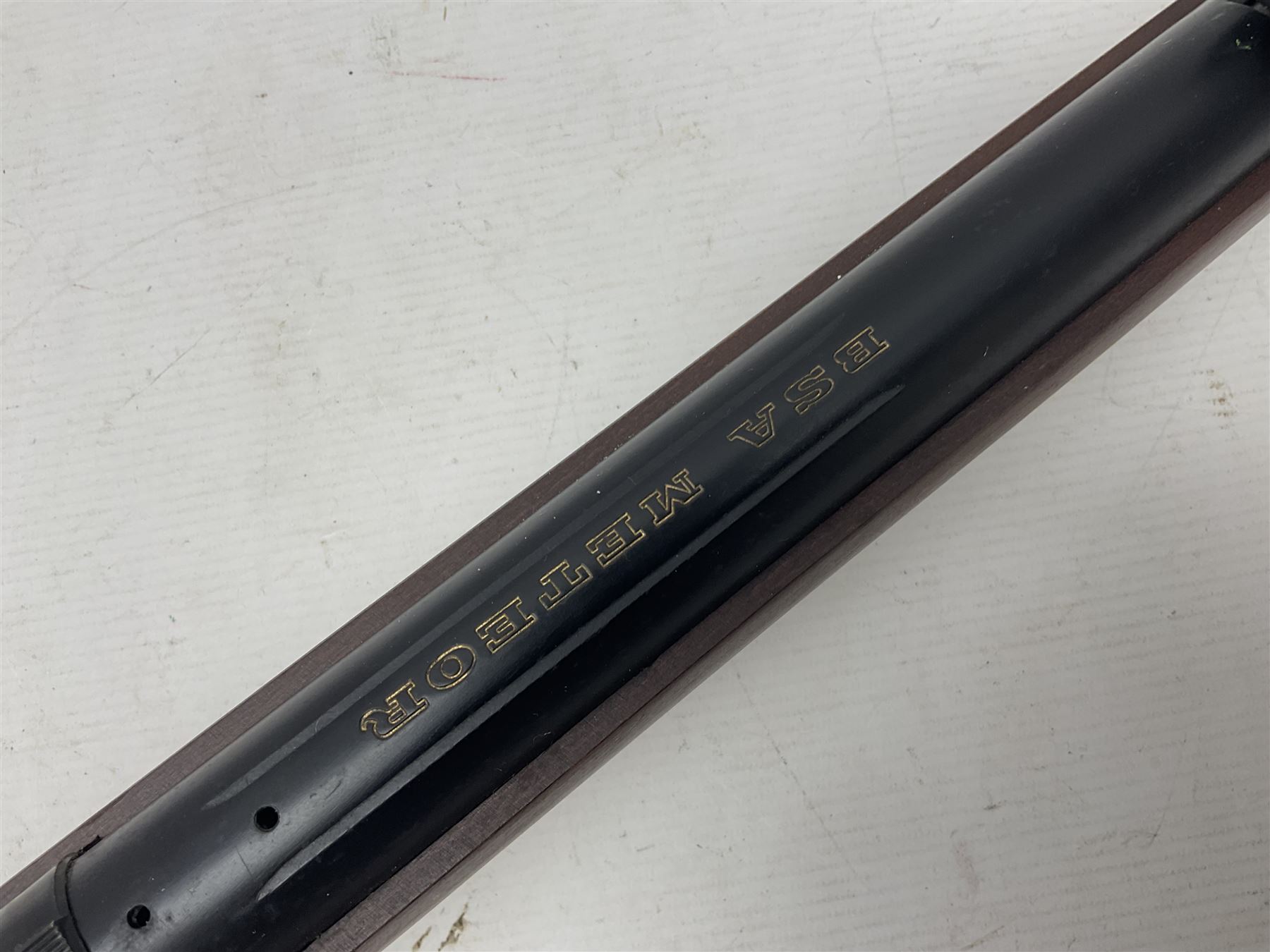 BSA Meteor .22 cal. air rifle with break-barrel action, serial no.TH80547, L106.5cm overall; in original box with accessories. NB: AGE RESTRICTIONS APPLY TO THE PURCHASE OF AIR WEAPONS.