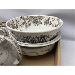 Spodes velamour twin handled mantel vase, together with Royal Doulton wash stand set, Royal Worcester coffee cans and saucers and other ceramics, in six boxes 