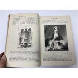 Three L Ruet etchings, together with two volumes of The Life and Times of Queen Victoria by Wilson 