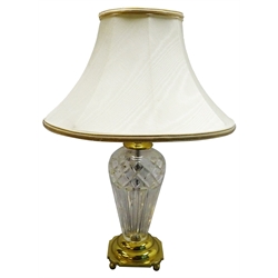  Waterford crystal 'Belline' pattern table lamp on polished brass base with shade, H44cm including shade  