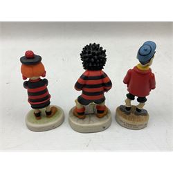 Ten Robert Harrop figures, from the Beano and Dandy collection, comprising, Desperate Dan BD03, Dennis the Menace BD01, Fatty BD07, Minnie the Minx BD04, Teach BD06, Smiffy BD09, Erbert BD14, Bully Beef BD24, Sydney BD13 and  Cuthbert Cringeworthy BD08, all with original boxes