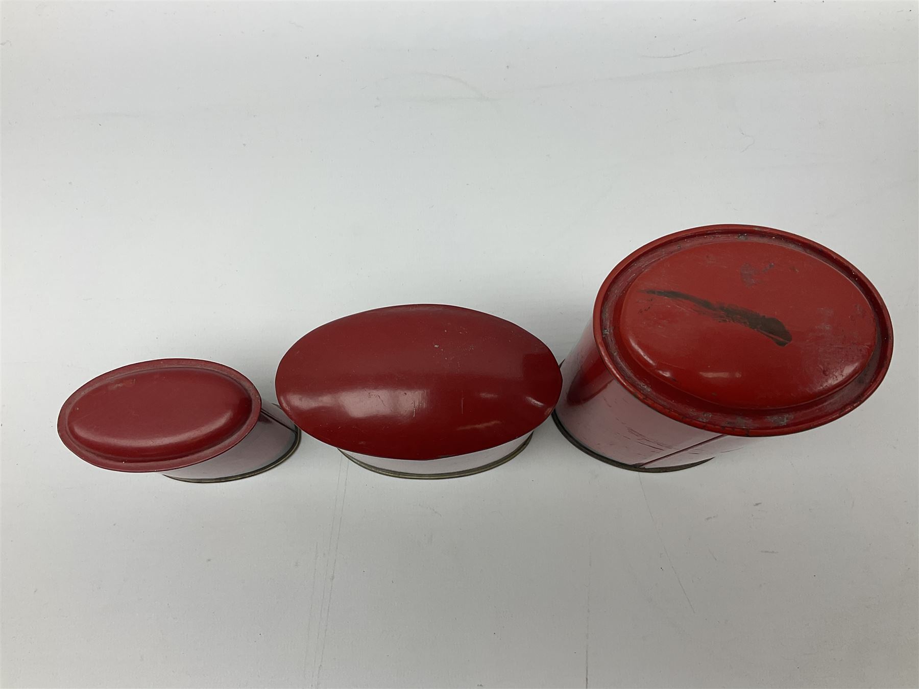 Collection of tin plate money boxes in the form of Royal Mail post boxes, to include four Chad Valley examples, one with key and others similar,  marked VR, GR and ER (10)