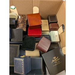 Collection of jewellery boxes including velvet, leather and card examples
