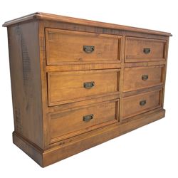 Hardwood chest, fitted with six drawers