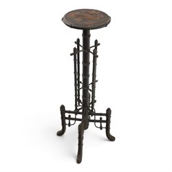 Victorian Aesthetic Movement simulated bamboo and lacquered jardiniere or plant stand