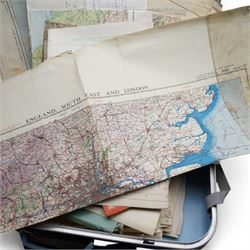 Large collection of predominantly German and British WWII and other folding maps (in one box) 