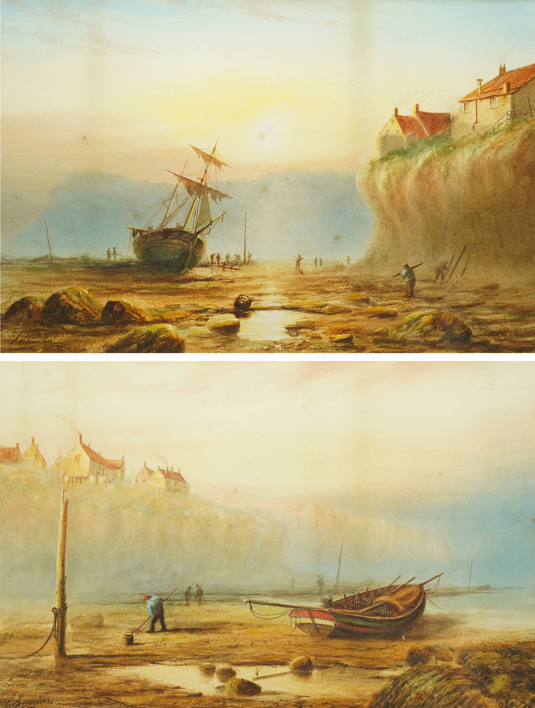 Joseph Eaman (British 1853-1907): Robin Hood's Bay, pair watercolours signed 34cm x 52cm (2)