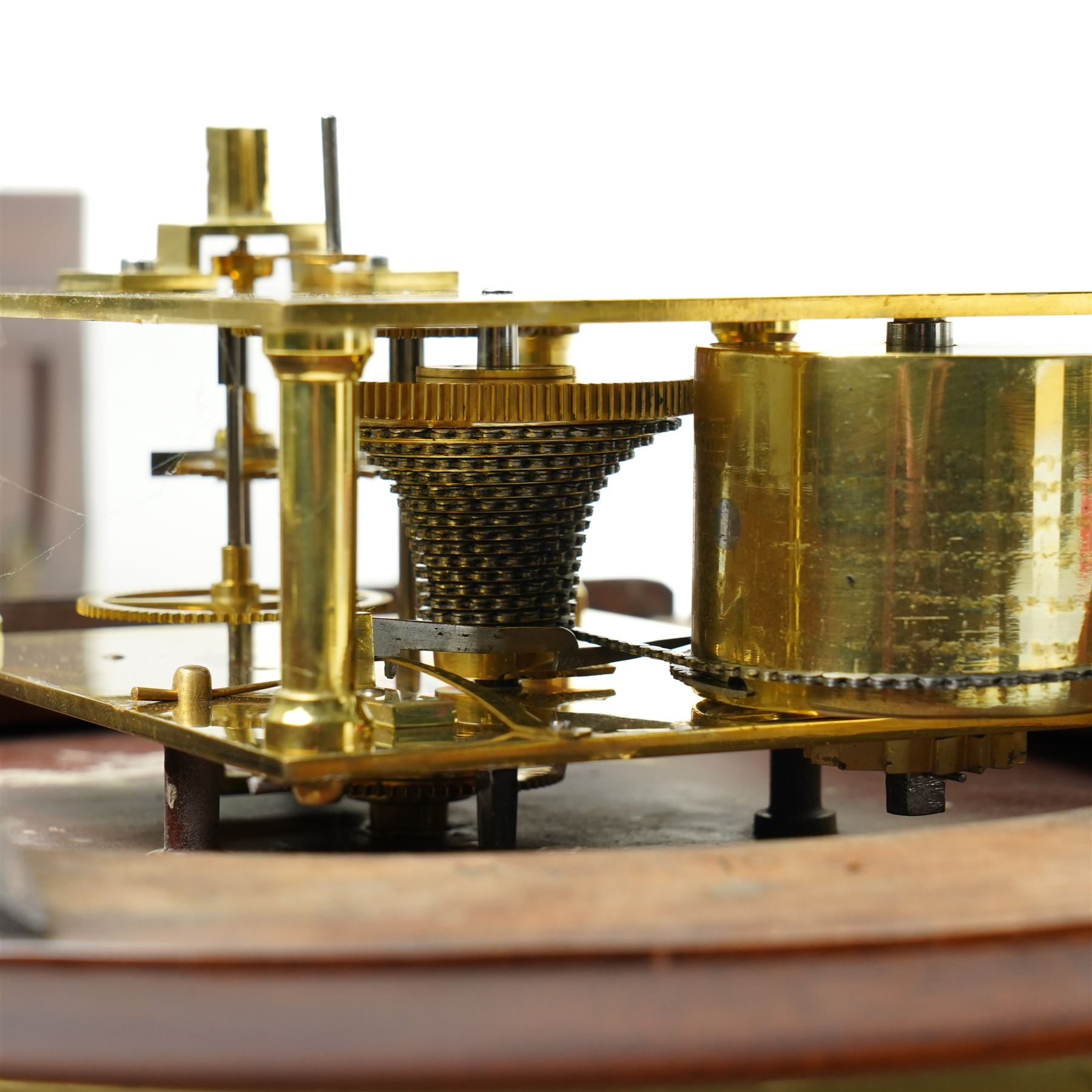 Mid 19th century dial clock  the white dial inscribed 'Bethel Jacobs, 7 Whitefriargate, Hull' with eight day fusee movement in mahogany case, diameter of dial 30cm