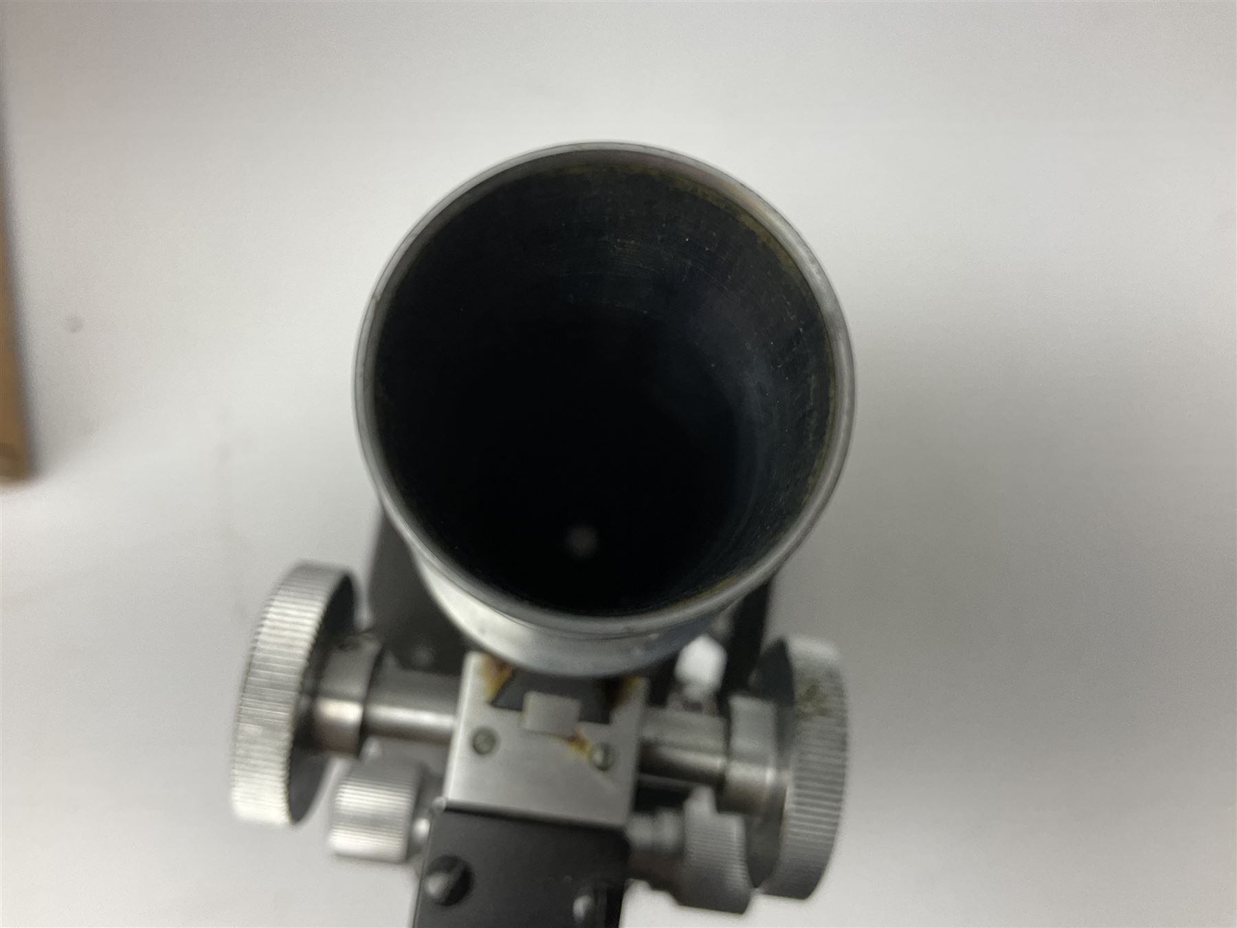 ASA Tokyo monocular microscope with black body, pitchfork base and wooden carrying box containing additional lenses No.47324 H29cm; Universal Avometer Model 8x Mk.III (Panclimatic); and Dansette 222 portable transistor radio (3)