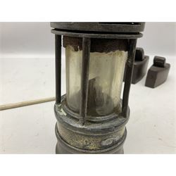 Pair of Lemaire Fabi of Paris mother of pearl opera glasses, together with Ajax 10 x 50 Ajax binoculars, four wooden planes, mining lamp and clay pipe 