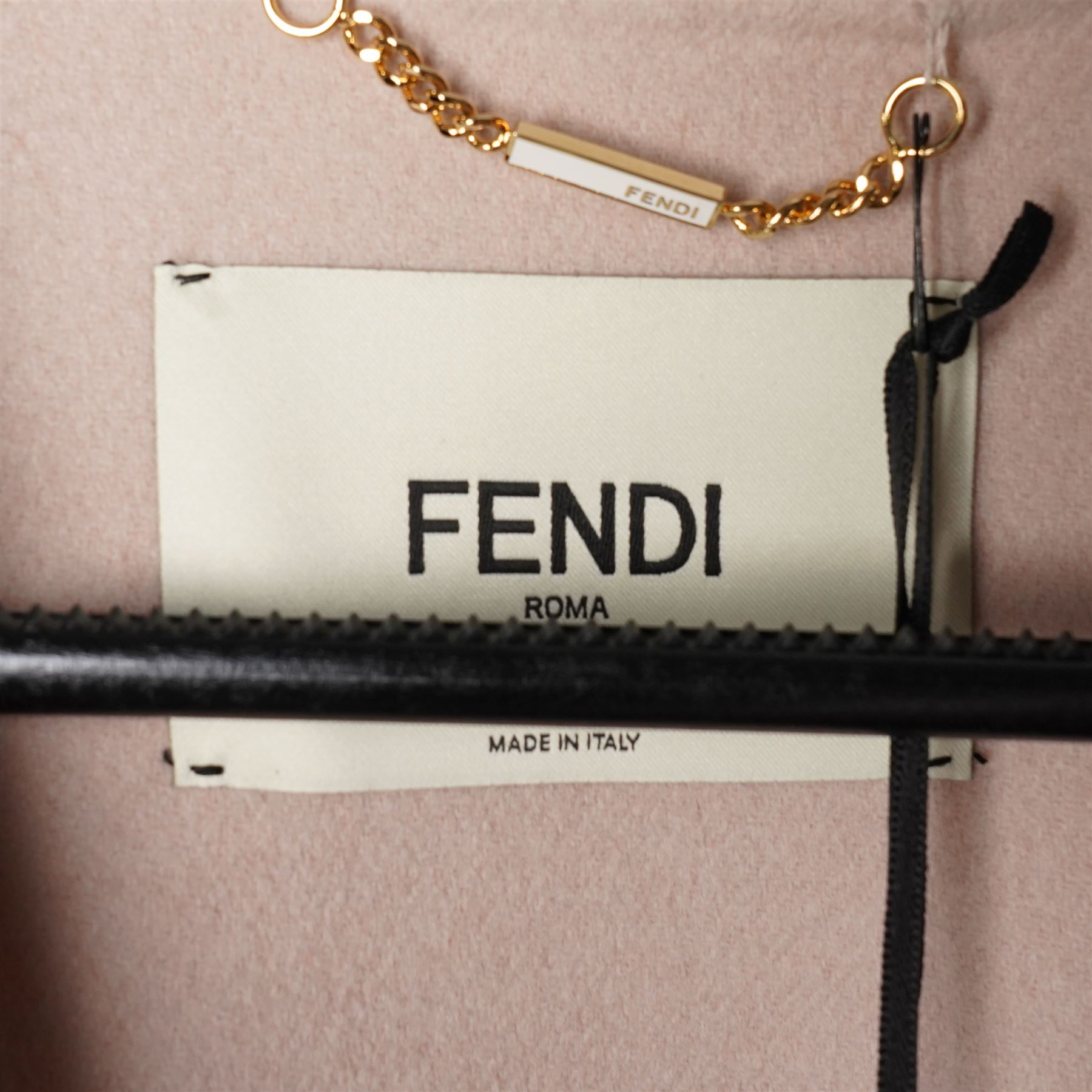 Fendi Roma - wool cape coat in 'Cayenne' orange peach, with concealed front fastening and short flared cape sleeves, applied with dyed arctic fox fur patch pockets, size 40, unused with original tags