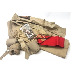  Royal Artillery Captains Khaki Drill trousers dated 1942, two shirts and a pair of shorts, putties, belts, buttons and various badges    