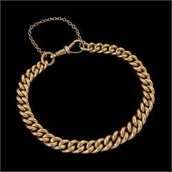 Edwardian 9ct rose gold, graduating curb link bracelet, with lobster clasp, each link stamped 9.375, Chester 1907