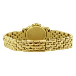 Longines Prestige 18ct gold ladies quartz wristwatch, Ref. L4 210 6, silvered dial with baton hour markers, stamped 18K 750, on integrated 18ct gold bracelet, hallmarked