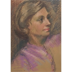 Leonard John Fuller (British 1891-1973): Bust Portrait of a Lady, pastel signed 44cm x 31cm