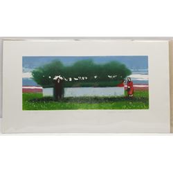 Karólína Lárusdóttir (Karolina Larusdottir) (Icelandic 1944-2019): 'The Magic Garden', coloured etching with aquatint signed titled and numbered 23/100, 57cm x 24.5cm with full margins (unframed)