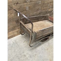 Vintage metal and wooden trolley cart