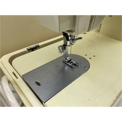 Vintage Brother electric sewing machine in case together with a Frister and Rossmann model 45 sewing machine in case