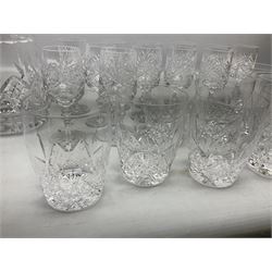 Stuart Crystal cut glass nine piece lemonade set and a set of twelve cut glass sherry glasses