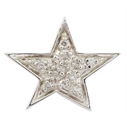 9ct white gold pave set diamond star pendant