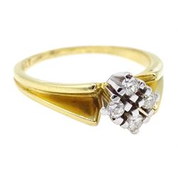 Gold four stone round brilliant cut diamond ring, stamped 18ct