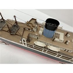 Scratch built model of the SS/HMS Hector armed merchant cruiser with full range of deck fittings L168cm with two copies of biographical information
