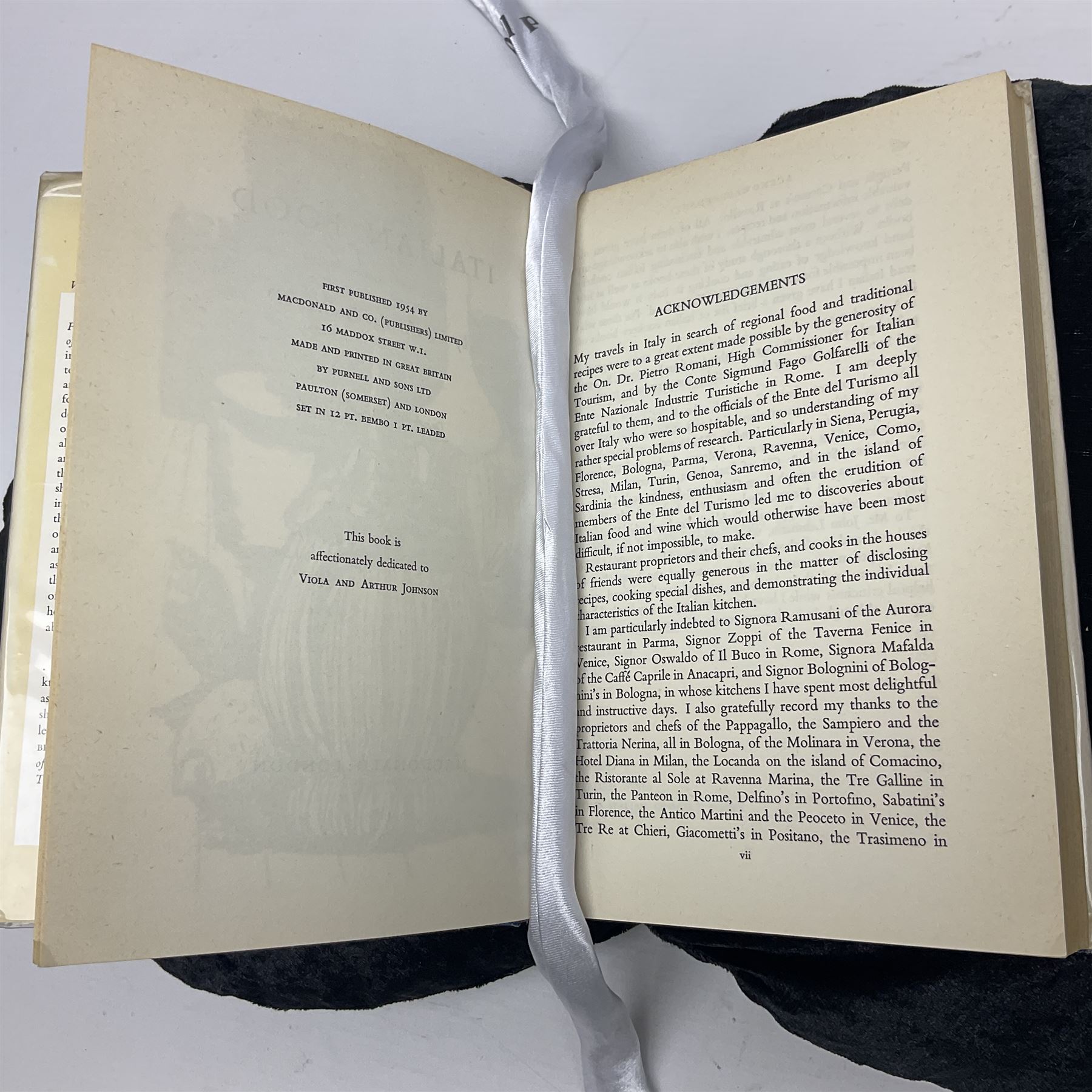Three books of cookery interest by Elizabeth David comprising 'Italian Food', 'English Bread and Yeast Cookery' and 'South Wind Through the Kitchen'