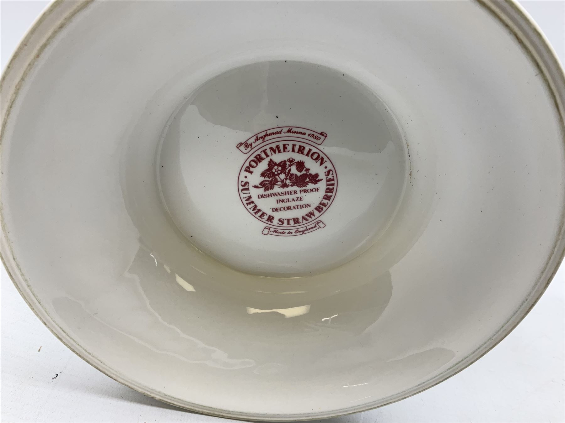 Large Portmeirion decorated in the 'Summer Strawberries' pattern soup tureen and ladle with twin handles, H32cm