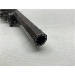 Mid-19th century Smith London .36 cal. transitional five-shot percussion revolver, the 12cm rifled octagonal barrel with side loading lever, side safety, some engraved decoration and chequered two-piece grip L28cm overall
