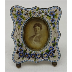  19th century Italian micro mosaic miniature easel picture frame, L5cm  