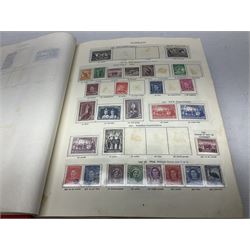 Single album collection of King George VI stamps, including Aden, Antigua, Ascension, Australia, Bahamas, Bahrain, Barbados, Basutoland, Bechuanaland, Bermuda, British Solomon Islands, Brunei, Burma, Cayman Islands, Dominica, Falkland Islands, Gambia, Gilbert and Ellice Islands, Gold Coast, Great Britain 1939-48 set to one pound including ten shilling dark blue, Grenada, Hong Kong, India, Ireland, Jamaica, Leeward Islands, Malta, Mauritius, New Zealand etc