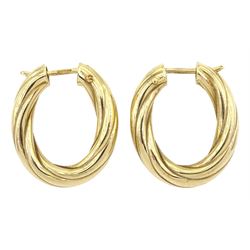 Pair of 9ct gold twisted hoop earrings, hallmarked