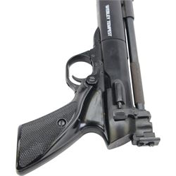 Webley Tempest .22 air pistol, the chamber marked 'Webley Tempest' and 'Webley & Scott Ltd. Made in England' beneath, with black checkered grip, H16cm, L28cm