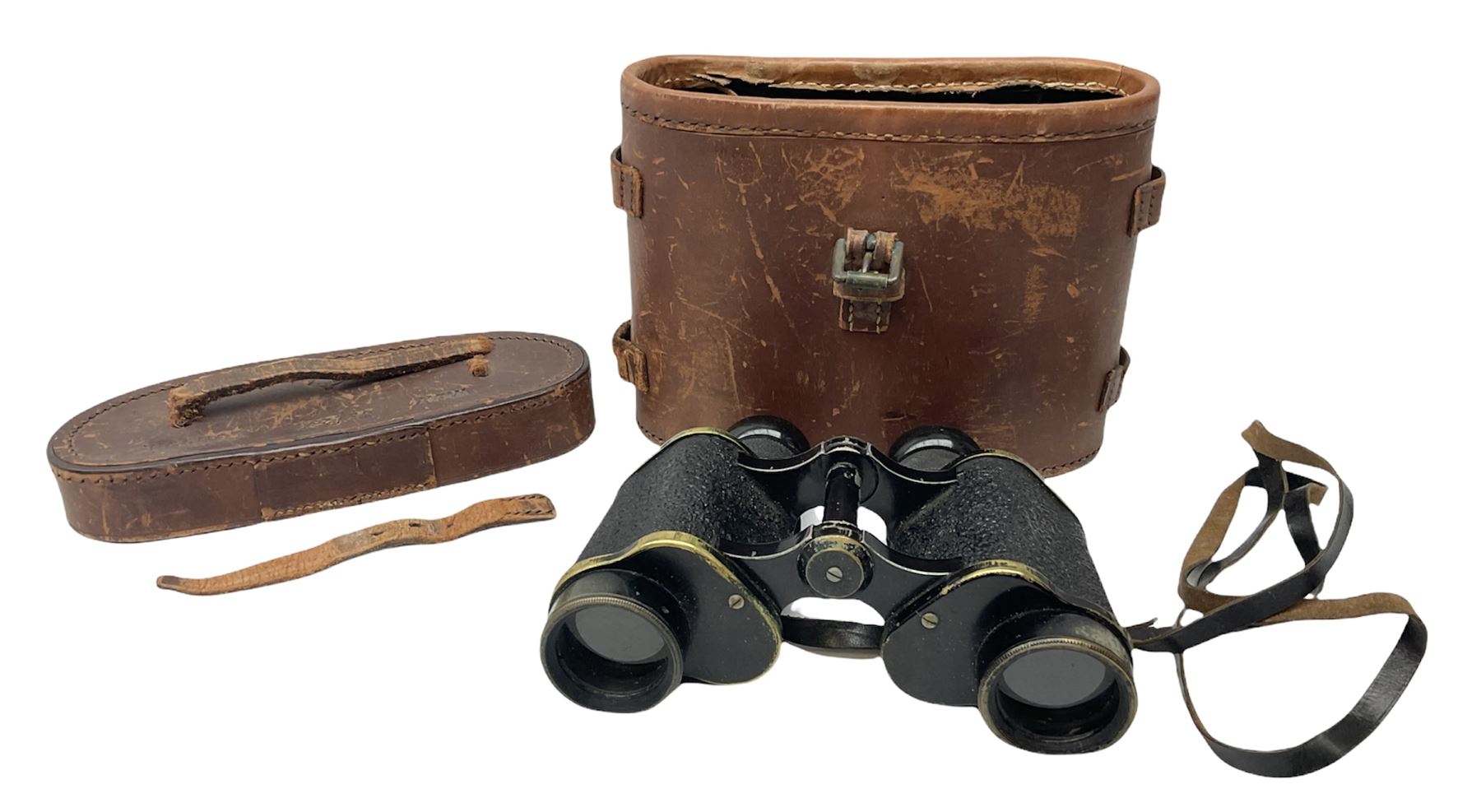 WW2 Air Ministry pair of 6x binoculars by Watson-Baker Co. Ltd, model no. G.E./293, dated 1943, serial no.8568, in similarly marked calf leather carrying case