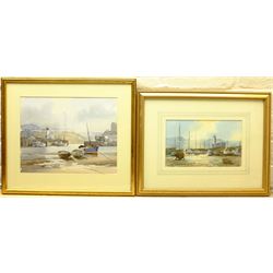 Don Micklethwaite (British 1936-): Low Tide Scarborough Harbour, two watercolours signed 15cm x 25cm and 25cm x 32cm (2)