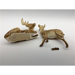 Two Beswick figures, Stag, no 954, and Doe, with impressed and printed marks, Stag H13.5cm.