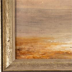 Manner of William Edward Webb (British 1862-1903): Headland and Bay at Sunset - Possibly Flamborough Head, oil on board, indistinct remains of signature l.l. 19cm x 30cm