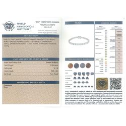 18ct white gold diamond bracelet, forty round brilliant cut diamonds , in a four claw setting, stamped 18K, total diamond weight 12.26 carat, with World Gemological Institute report