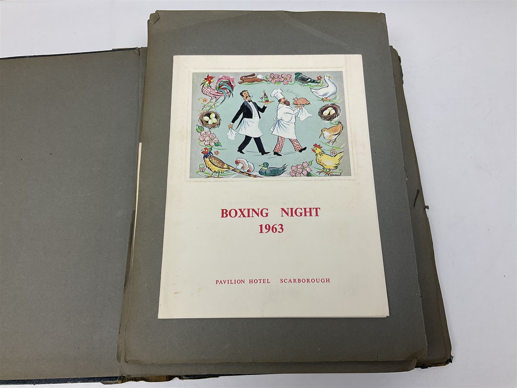 Local history - menus from the Pavilion Hotel, Scarborough, housed in two albums, 1930s and later 