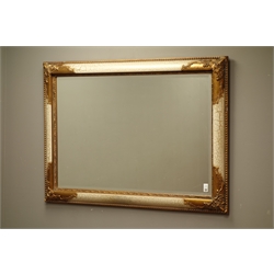  Gilt framed bevelled edge wall mirror, crackled finish, 76cm x 107cm  
