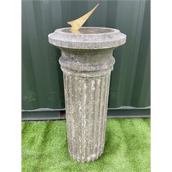 Composite stone garden sundial, tapered column - THIS LOT IS TO BE COLLECTED BY APPOINTMENT FROM DUGGLEBY STORAGE, GREAT HILL, EASTFIELD, SCARBOROUGH, YO11 3TX