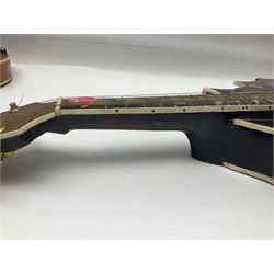 Eastern eight-string mandolin with sunburst finish and mother-of-pearl inlay L68.5cm; and another Harmony mandolin with cracked headstock (2)