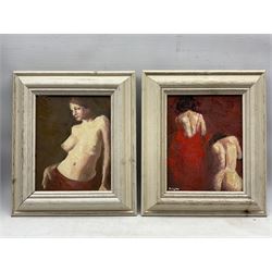 Kelly (Contemporary): Studies of the Female Form, two oils on canvas signed and dated 2011, 24cm x 19cm (2)