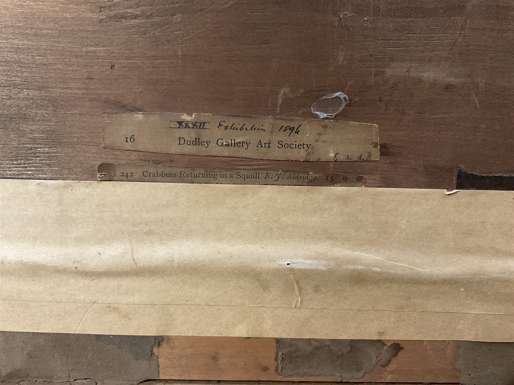 Frederick James Aldridge (British 1850-1933): ‘Crabbers Returning in a Squall’, watercolour signed, titled on frame 34cm x 52cm 
Provenance: private collection, purchased David Duggleby Ltd 23rd June 2017 Lot 18; exh. 32nd Dudley Gallery Art Society Exhibition 1896 no. 242, label verso