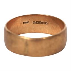 9ct gold wide wedding band, hallmarked